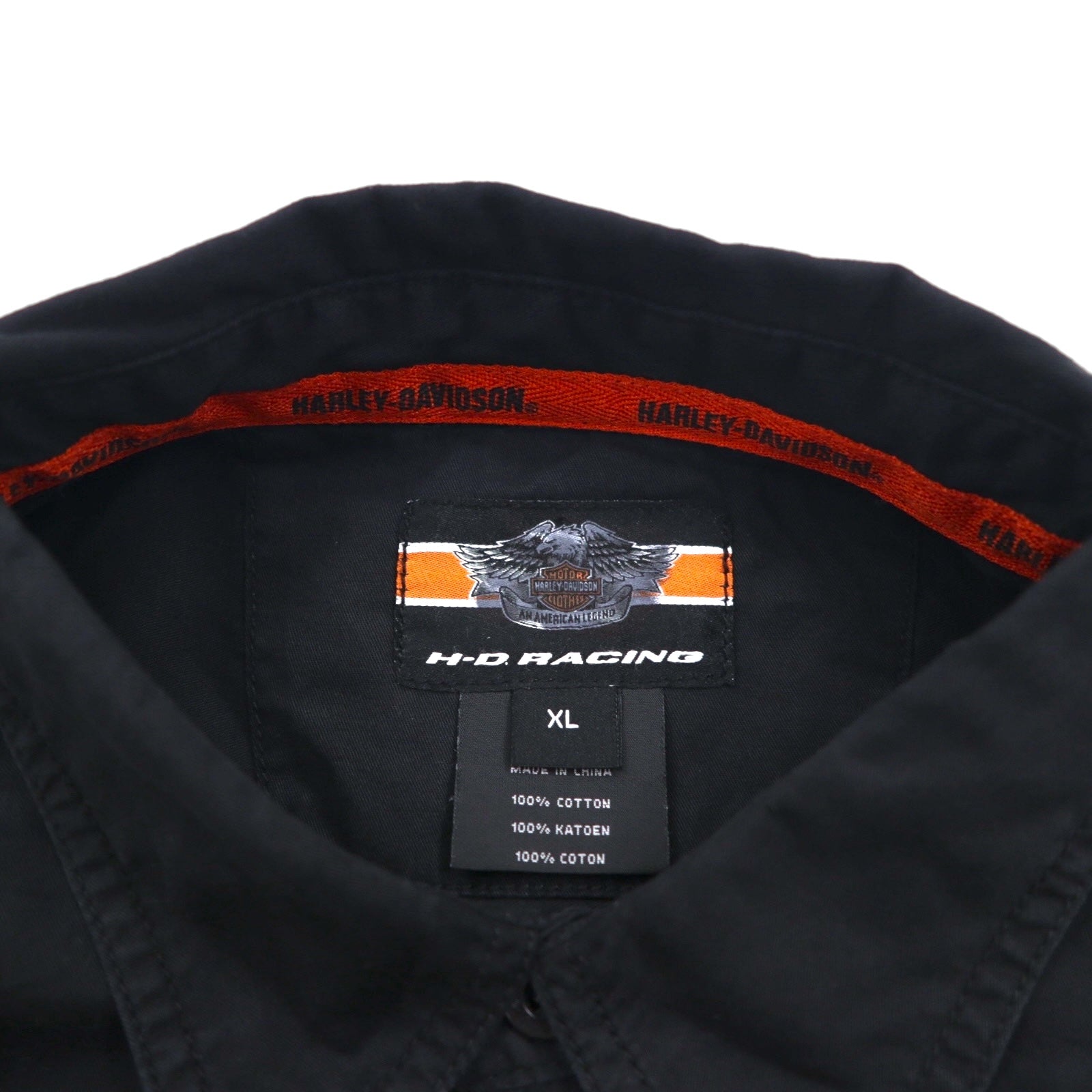 HARLEY DAVIDSON RACING T-shirt racing manica corta XL nero cotone doppia tasca logo ricamato sul retro