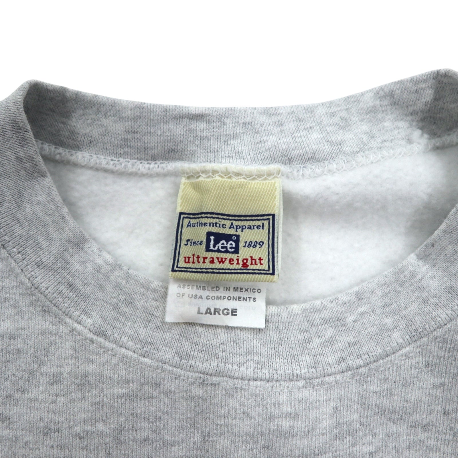 Lee anni '90 Felpa Ultraweight L grigia, interno felpato, azienda USA, Croce Rossa Americana, ricamata, prodotta in Messico