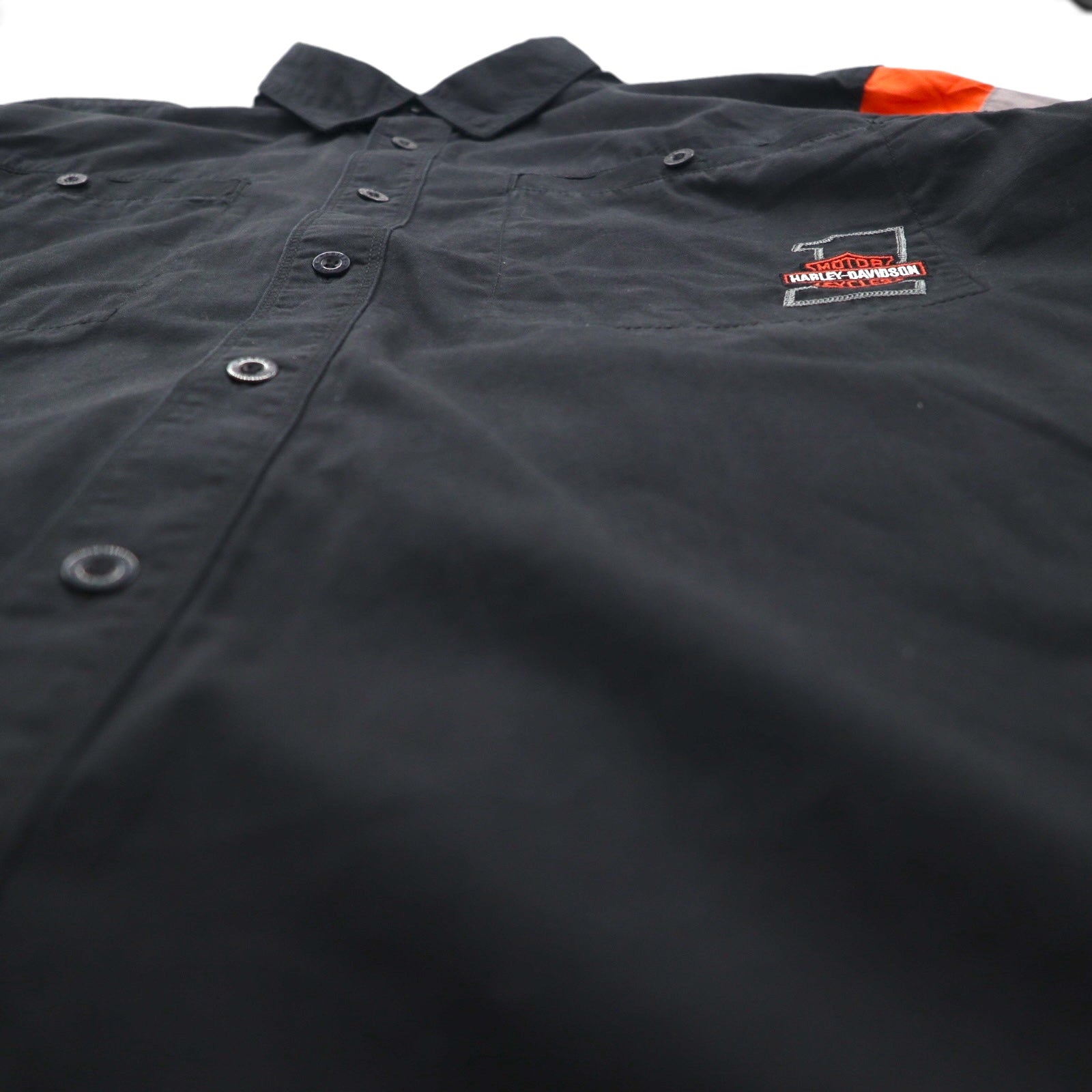 HARLEY DAVIDSON RACING T-shirt racing manica corta XL nero cotone doppia tasca logo ricamato sul retro