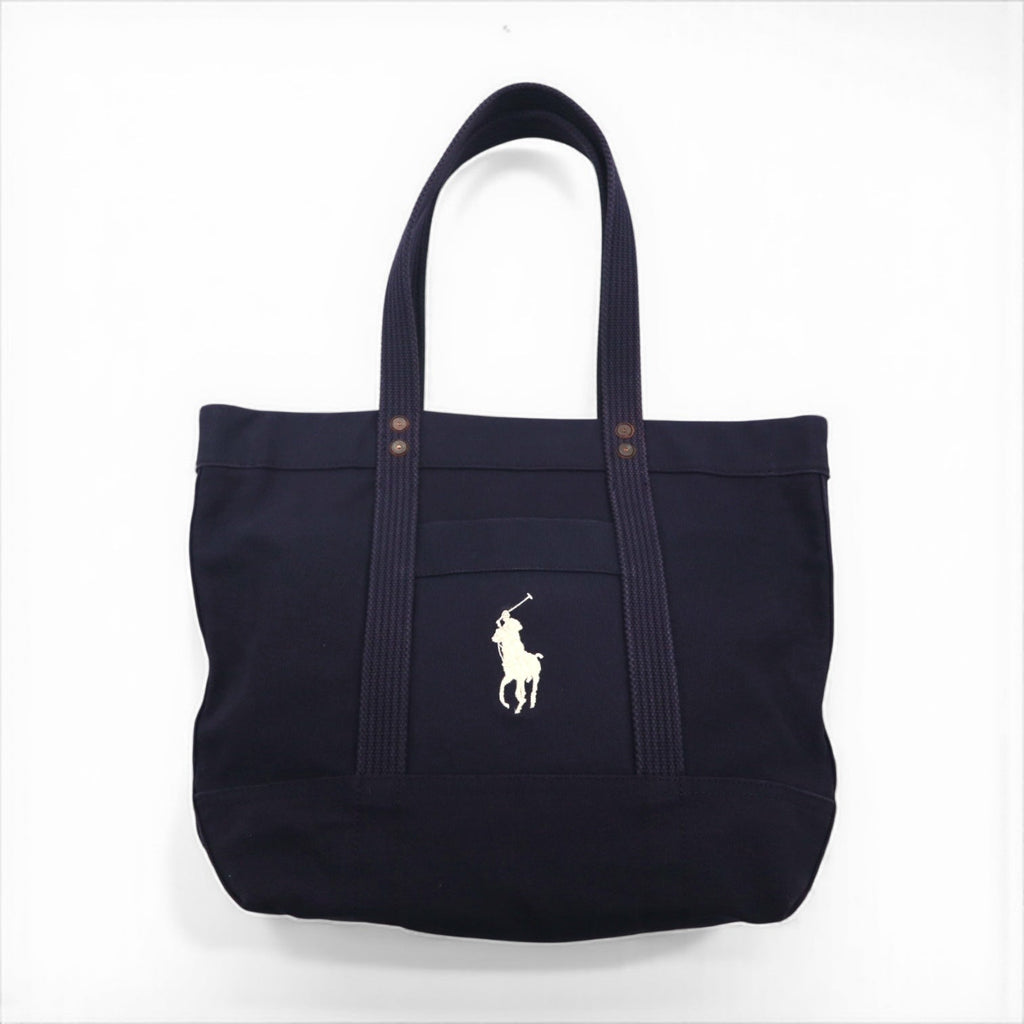 Polo Ralph Lauren トートバッグ ネイビー コットン キャンバス ポニー刺繍