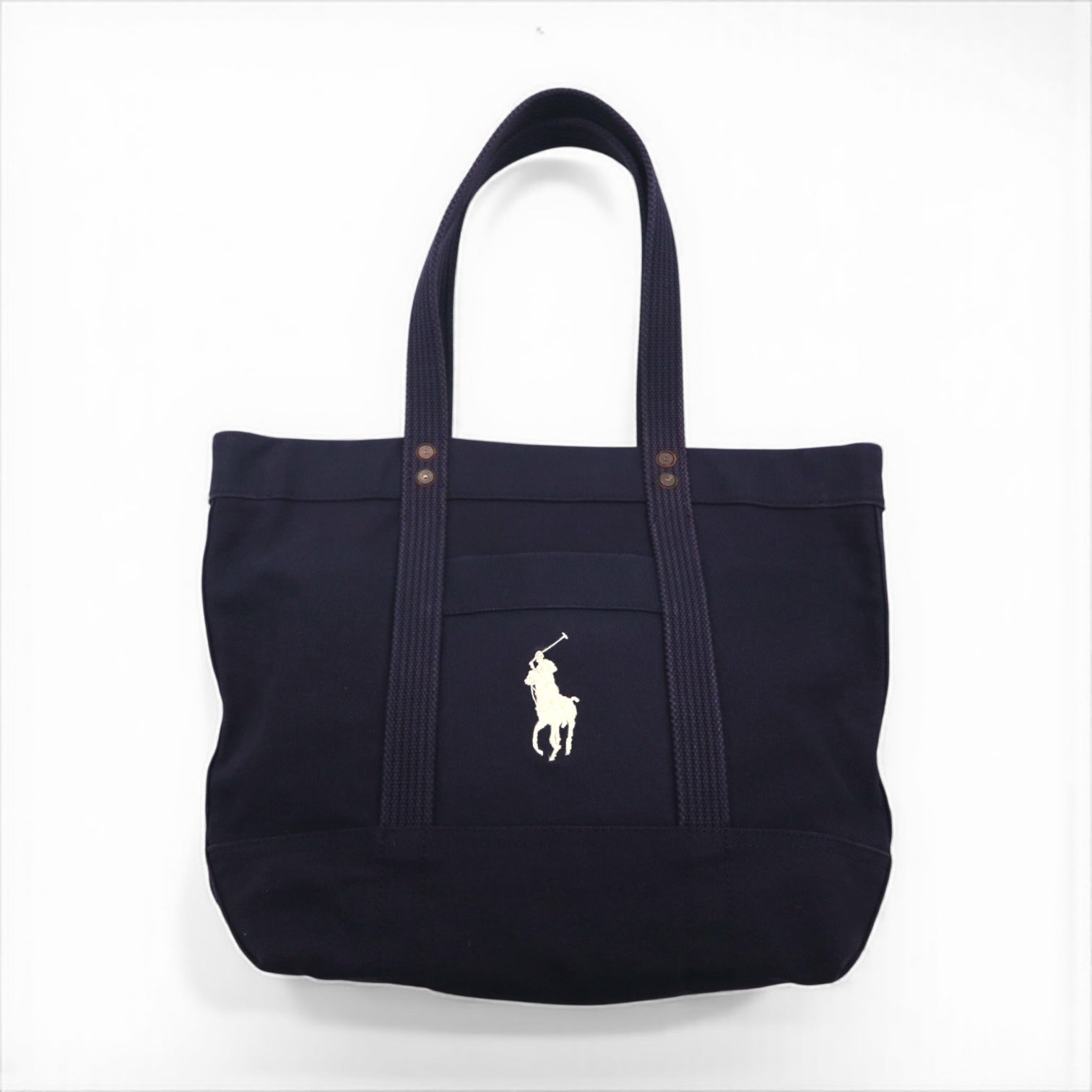 Polo Ralph Lauren トートバッグ ネイビー コットン キャンバス ポニー刺繍