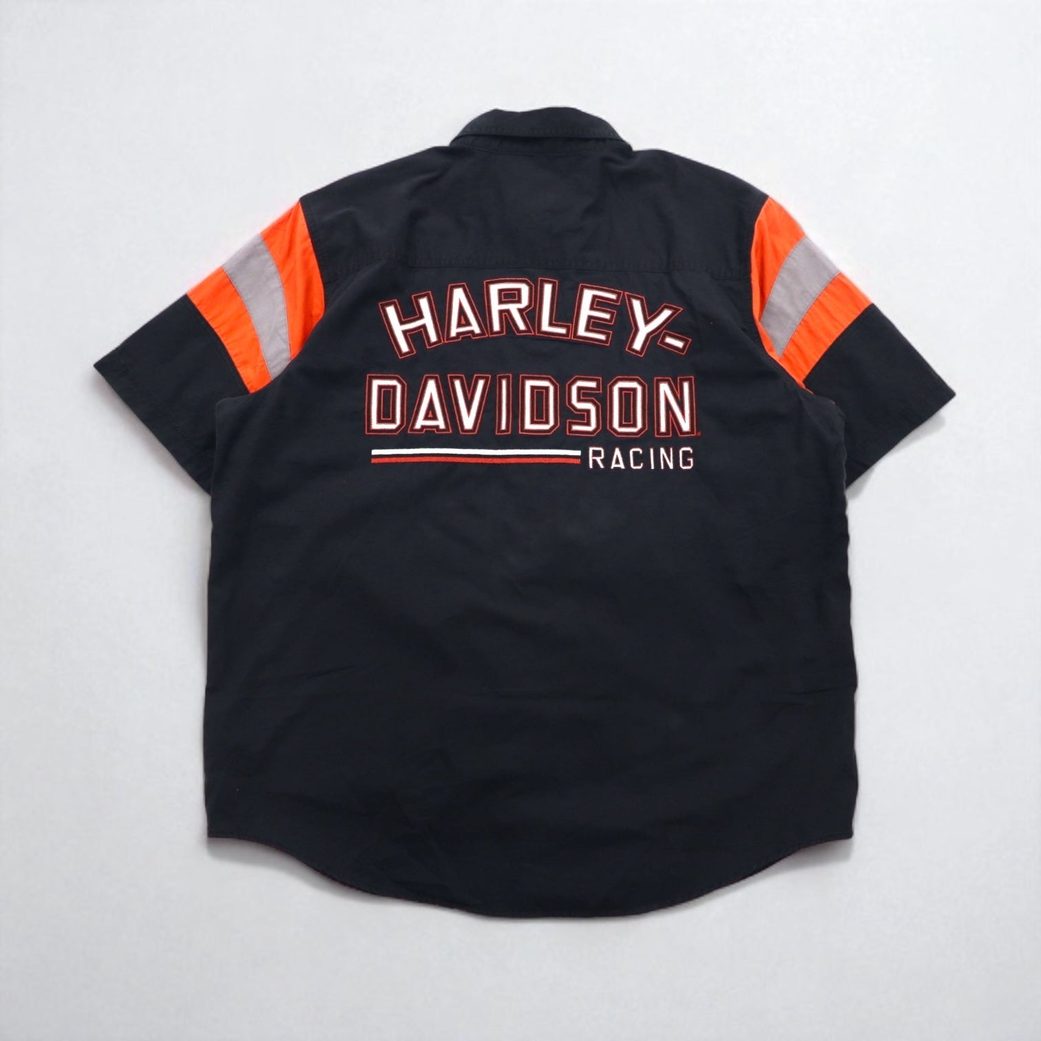 HARLEY DAVIDSON RACING T-shirt racing manica corta XL nero cotone doppia tasca logo ricamato sul retro