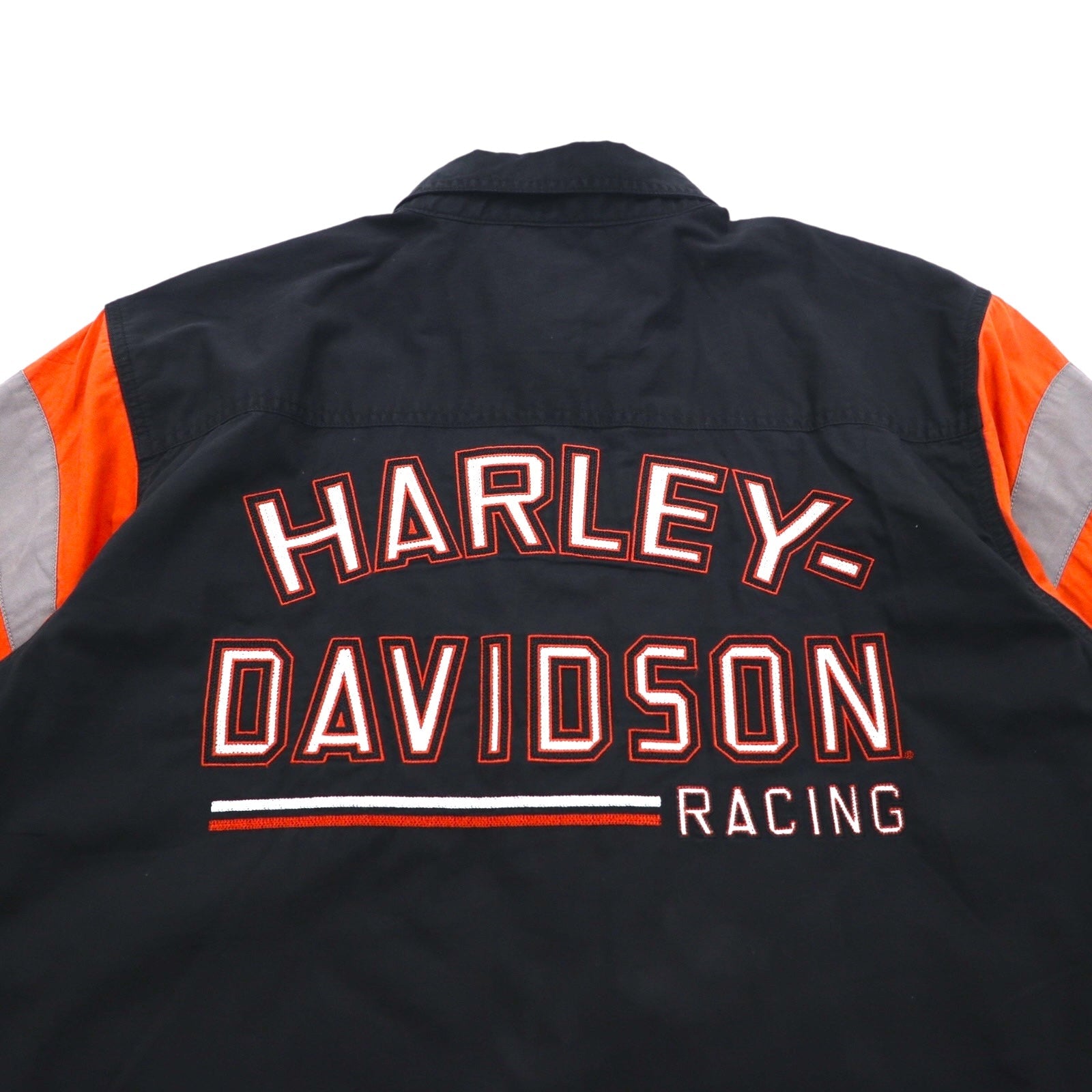 HARLEY DAVIDSON RACING T-shirt racing manica corta XL nero cotone doppia tasca logo ricamato sul retro