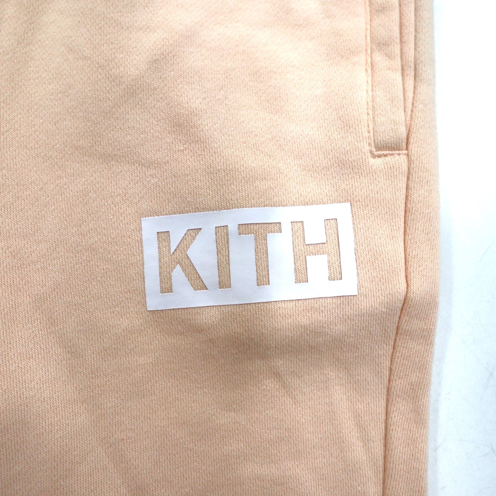 KITH Pantaloni della tuta M Rosa Beige Cotone Stampa logo box Felpati
