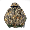 Carhartt, rielaborato, riassemblato, mimetica Real Tree, giacca Active, felpa con cappuccio, taglia L, kaki, cotone