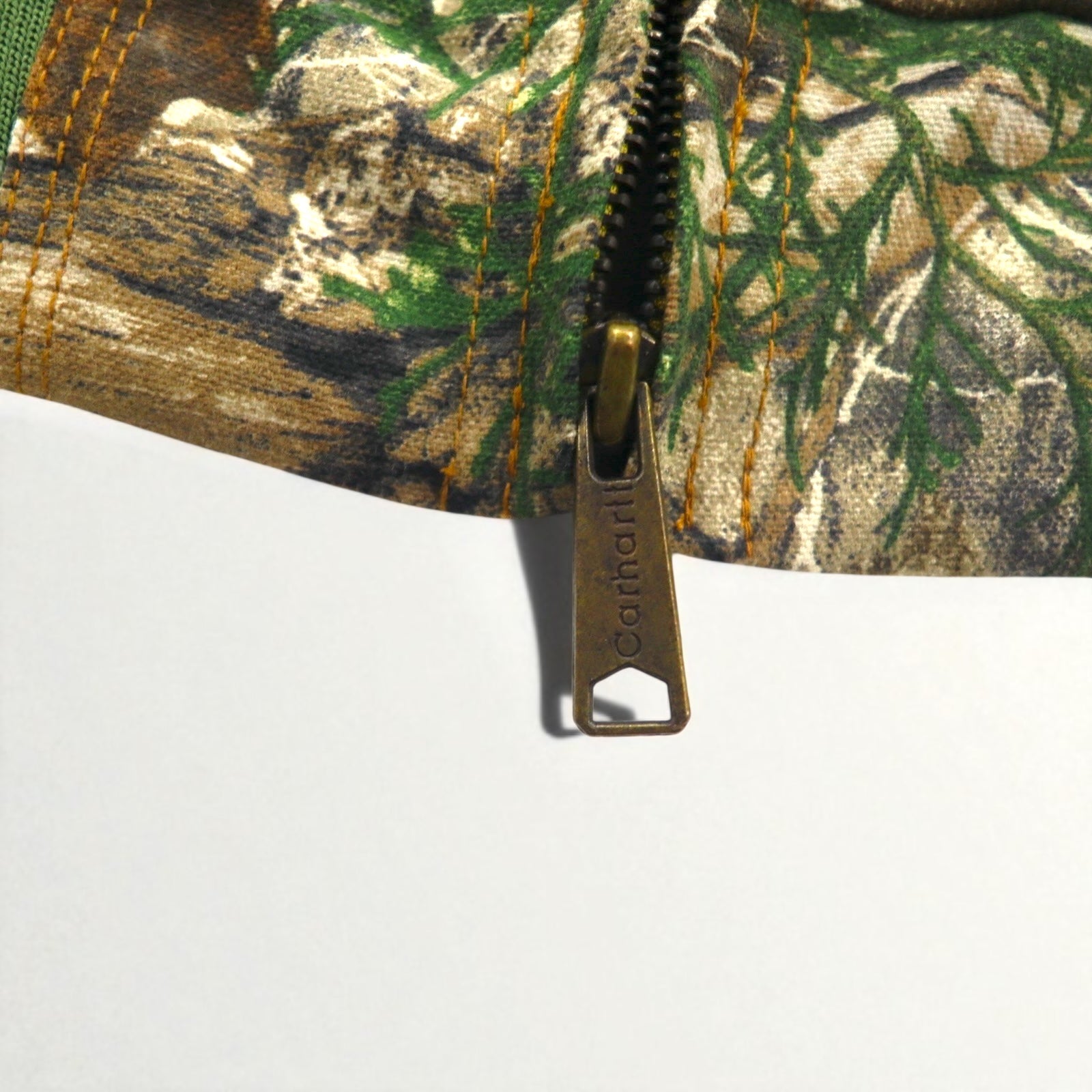Carhartt, rielaborato, riassemblato, mimetica Real Tree, giacca Active, felpa con cappuccio, taglia L, kaki, cotone
