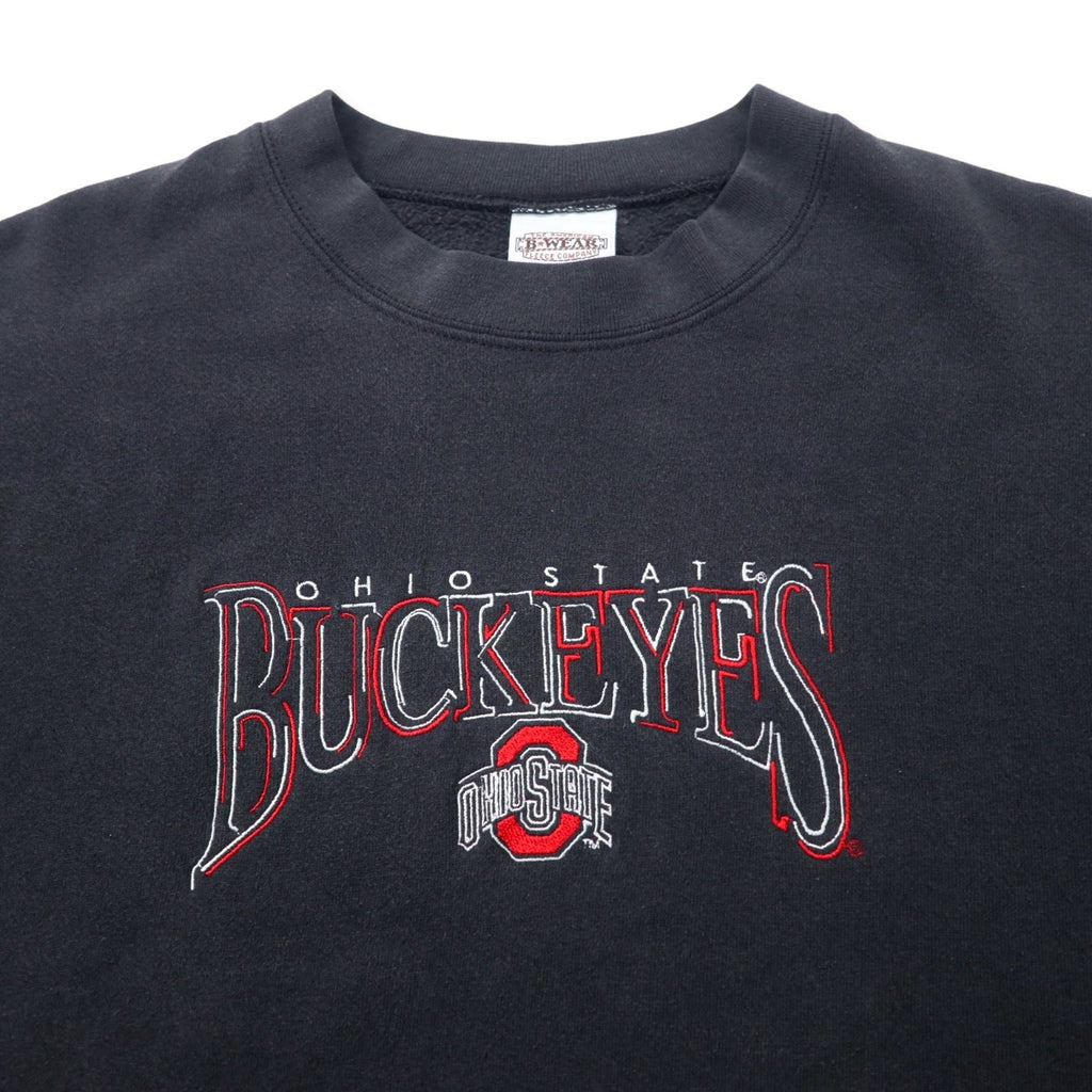 B WEAR USA 90s ricamo college felpa XXL nero cotone OHIO STATE BUCKEYES taglia grande