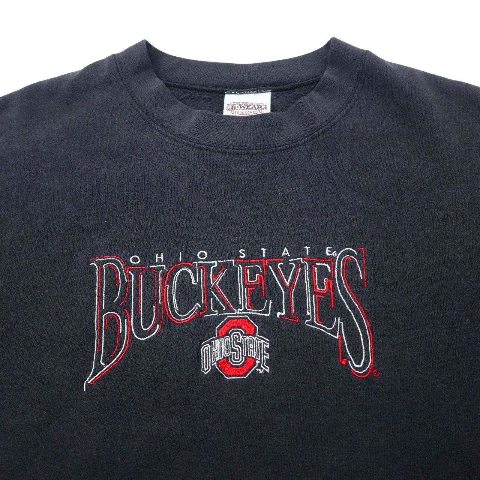 B WEAR USA 90s ricamo college felpa XXL nero cotone OHIO STATE BUCKEYES taglia grande