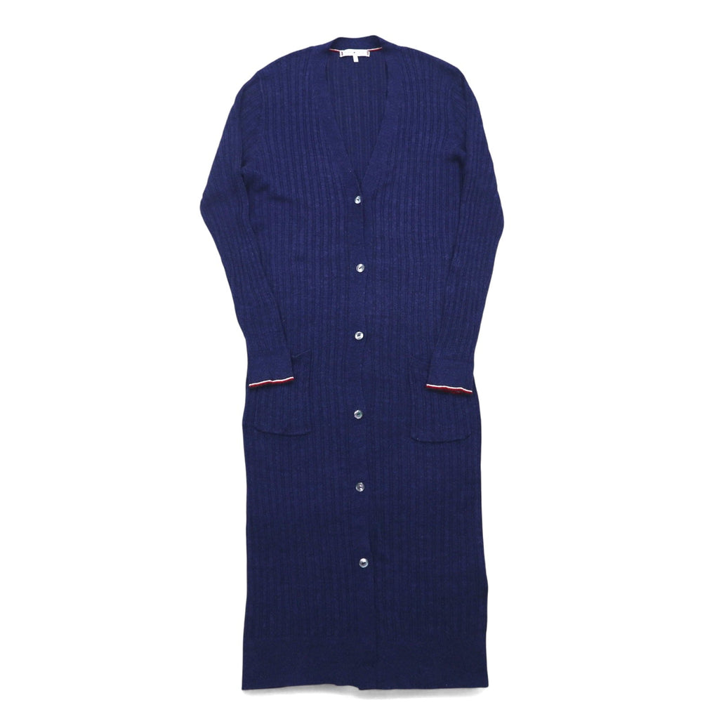 TOMMY HILFIGER Cardigan lungo in lino, maglia taglia M, blu navy, viscosa, a costine