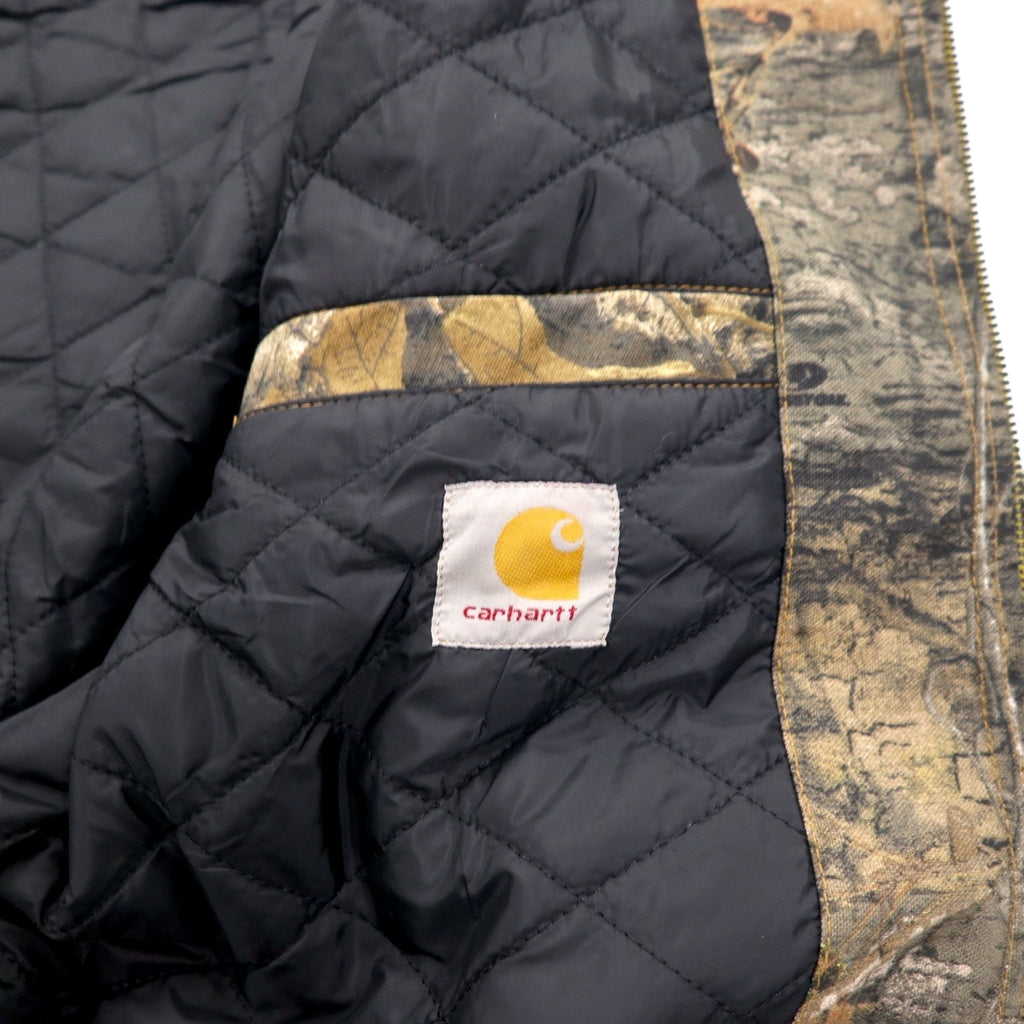 Carhartt, rielaborato, riassemblato, mimetica Real Tree, giacca Active, felpa con cappuccio, taglia L, kaki, cotone