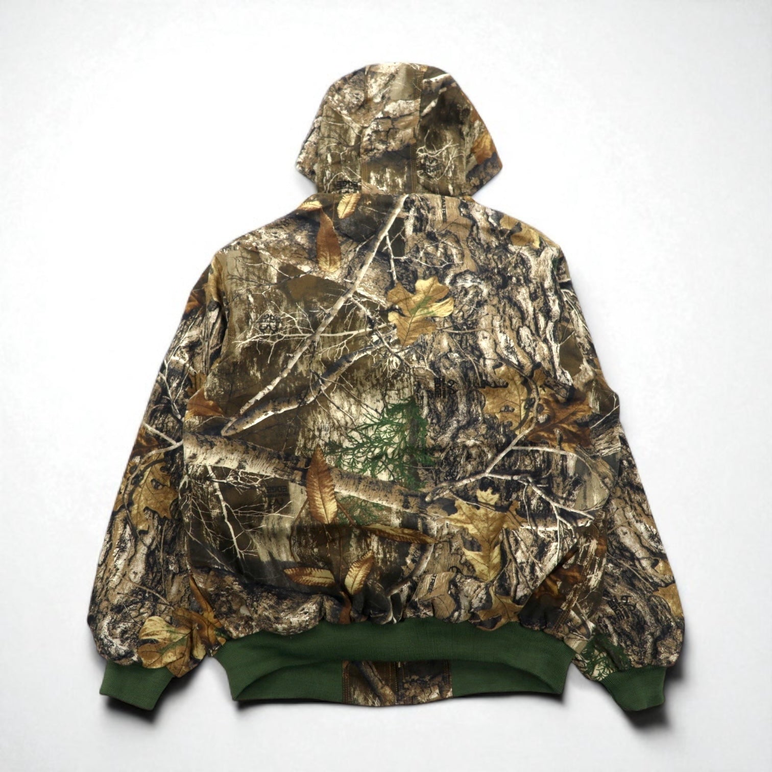 Carhartt, rielaborato, riassemblato, mimetica Real Tree, giacca Active, felpa con cappuccio, taglia L, kaki, cotone