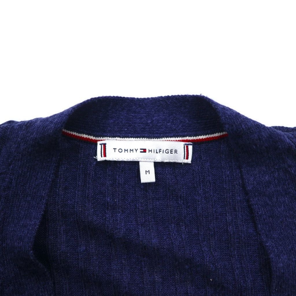 TOMMY HILFIGER Cardigan lungo in lino, maglia taglia M, blu navy, viscosa, a costine