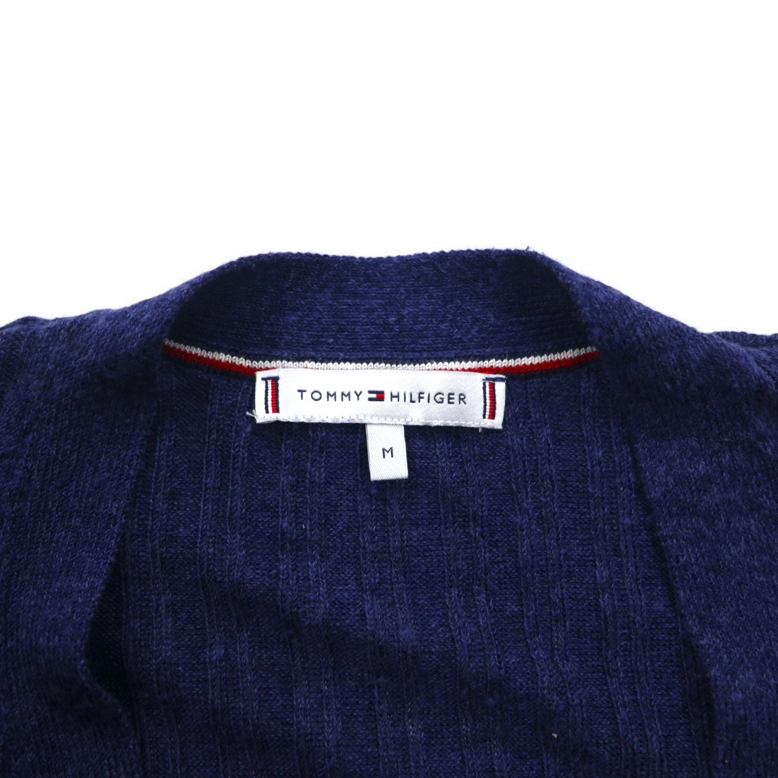 TOMMY HILFIGER Cardigan lungo in lino, maglia taglia M, blu navy, viscosa, a costine
