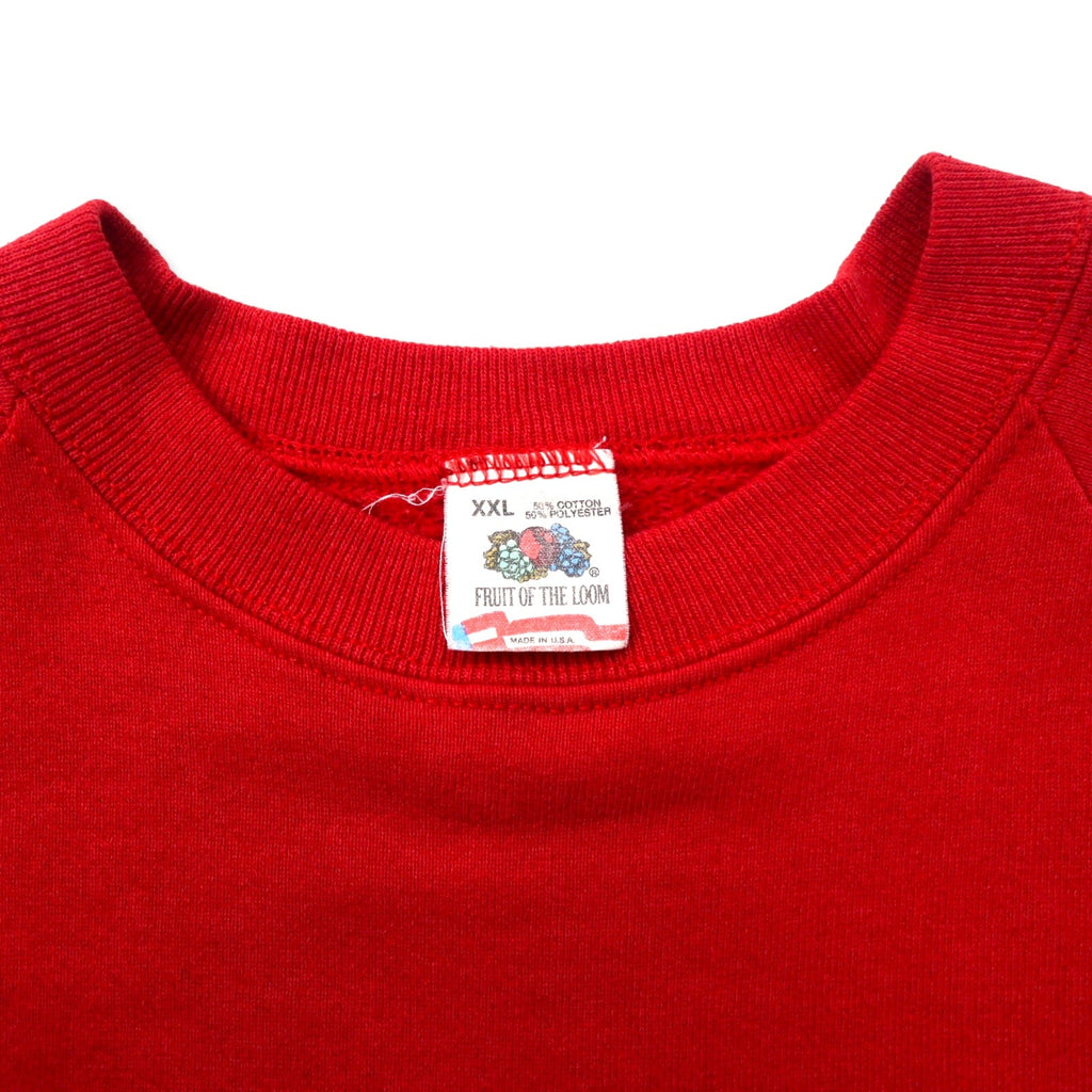FRUIT OF THE LOOM USA製 90年代 プリント スウェット XXL レッド コットン CESKOSLOVENSKO ビッグサイズ