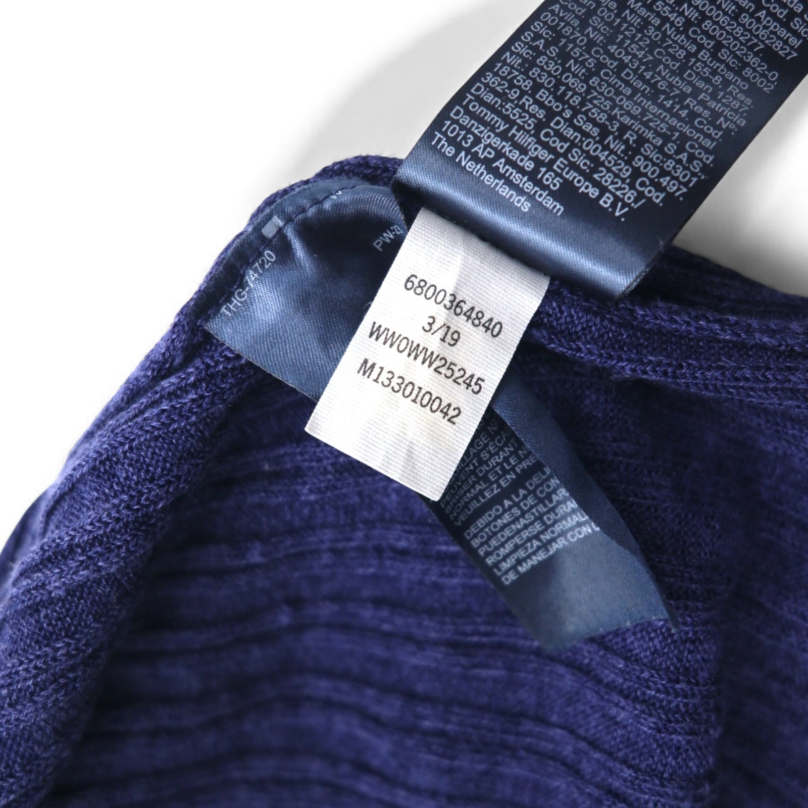 TOMMY HILFIGER Cardigan lungo in lino, maglia taglia M, blu navy, viscosa, a costine