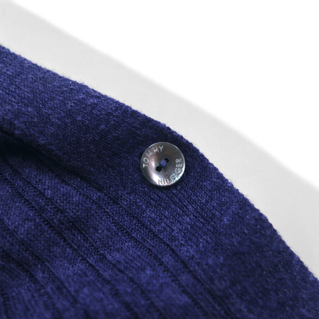 TOMMY HILFIGER Cardigan lungo in lino, maglia taglia M, blu navy, viscosa, a costine