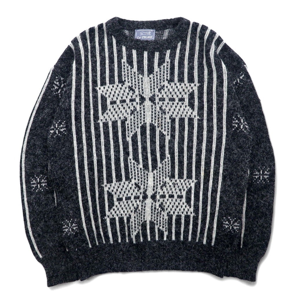 Le TIGRE 90年代 USA製 ノルディック柄 アクリルニット セーター M グレー 総柄 アクリル NORDIC LITES