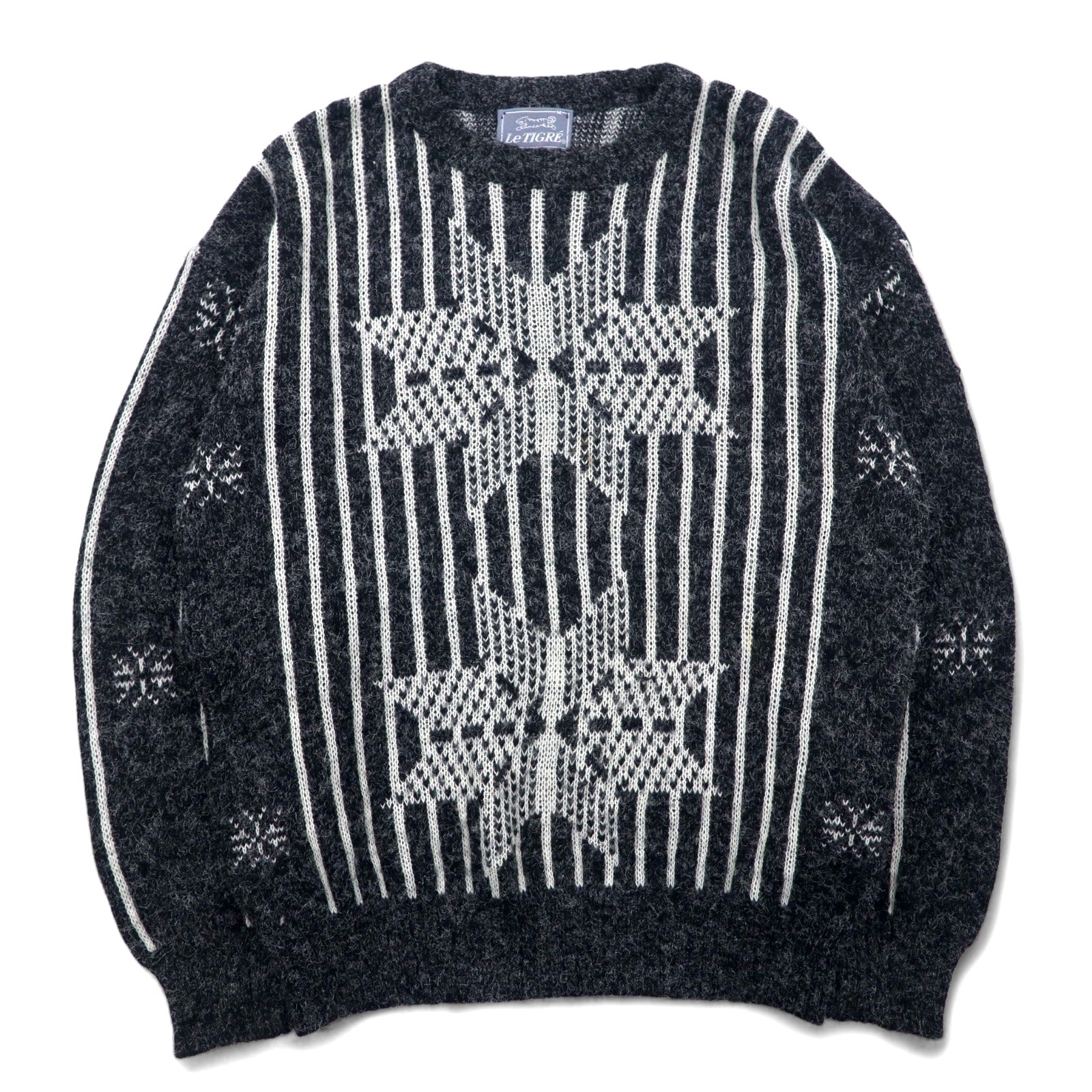 Le TIGRE anni '90 USA Maglione in maglia acrilica con motivo norvegese M grigio fantasia acrilico NORDIC LITES