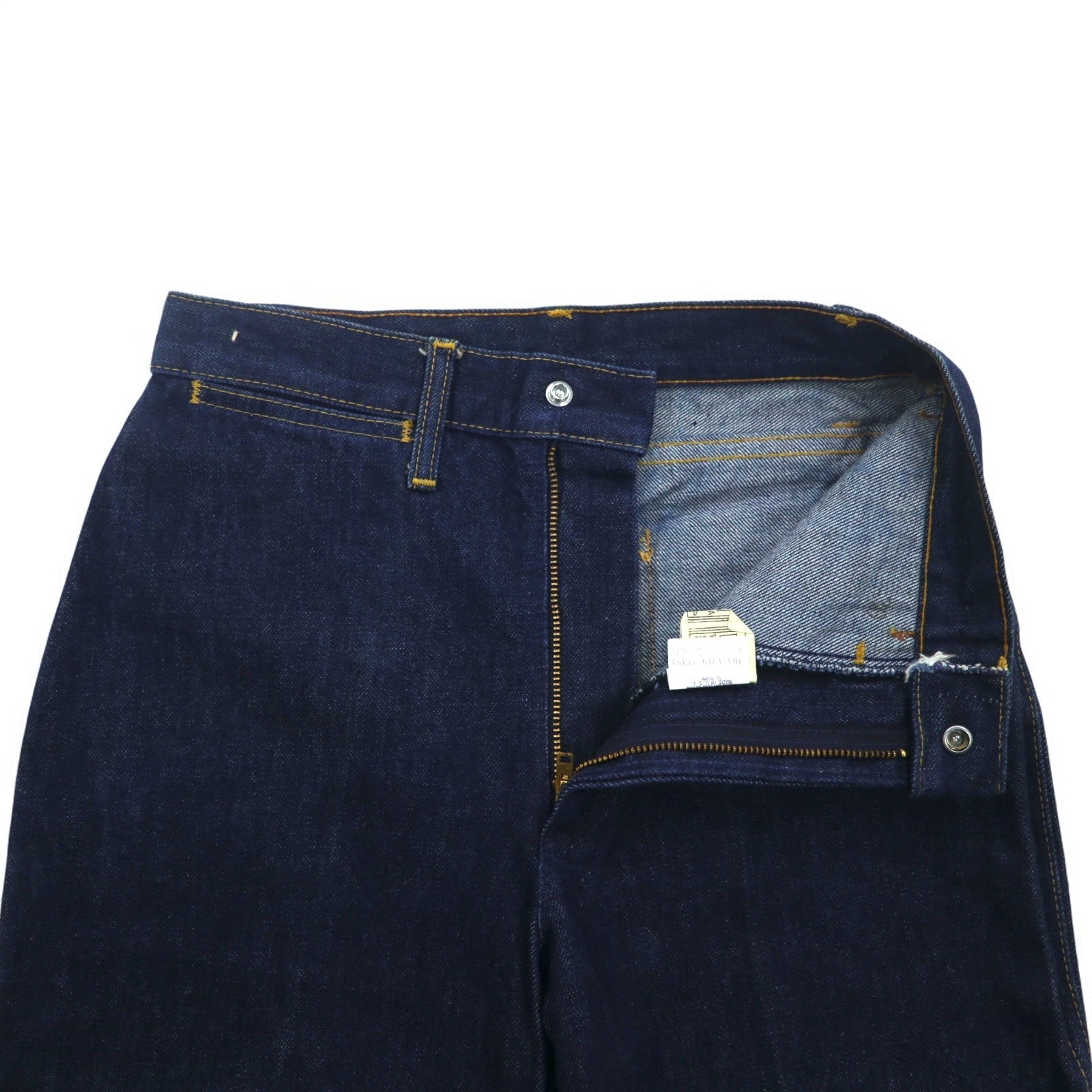 Lee anni '70 jeans a vita alta con piega centrale, taglia S, blu indaco, 42TALON, etichetta Union Ticket 303-1949