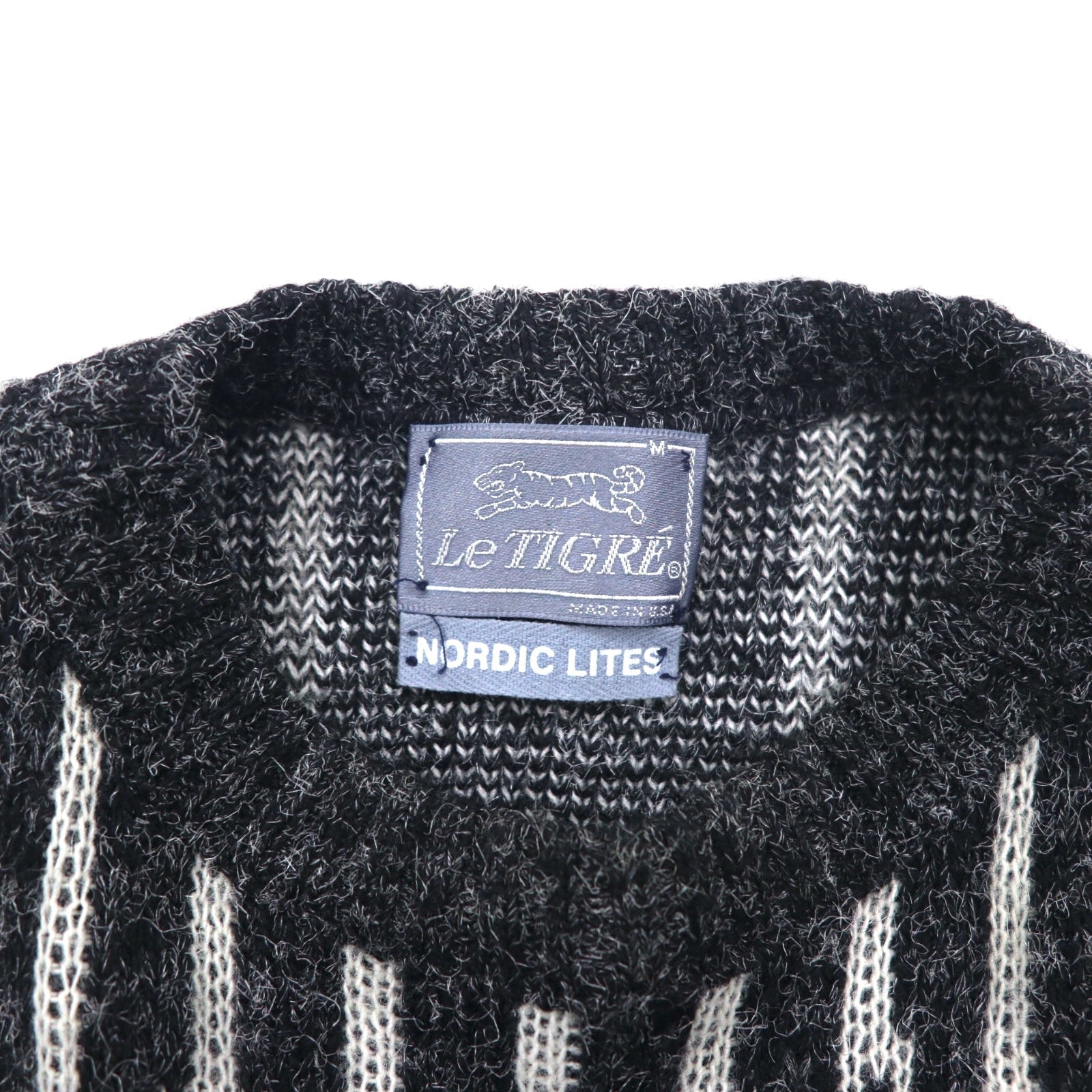 Le TIGRE anni '90 USA Maglione in maglia acrilica con motivo norvegese M grigio fantasia acrilico NORDIC LITES