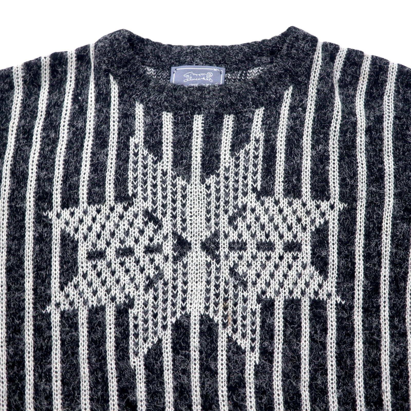Le TIGRE anni '90 USA Maglione in maglia acrilica con motivo norvegese M grigio fantasia acrilico NORDIC LITES