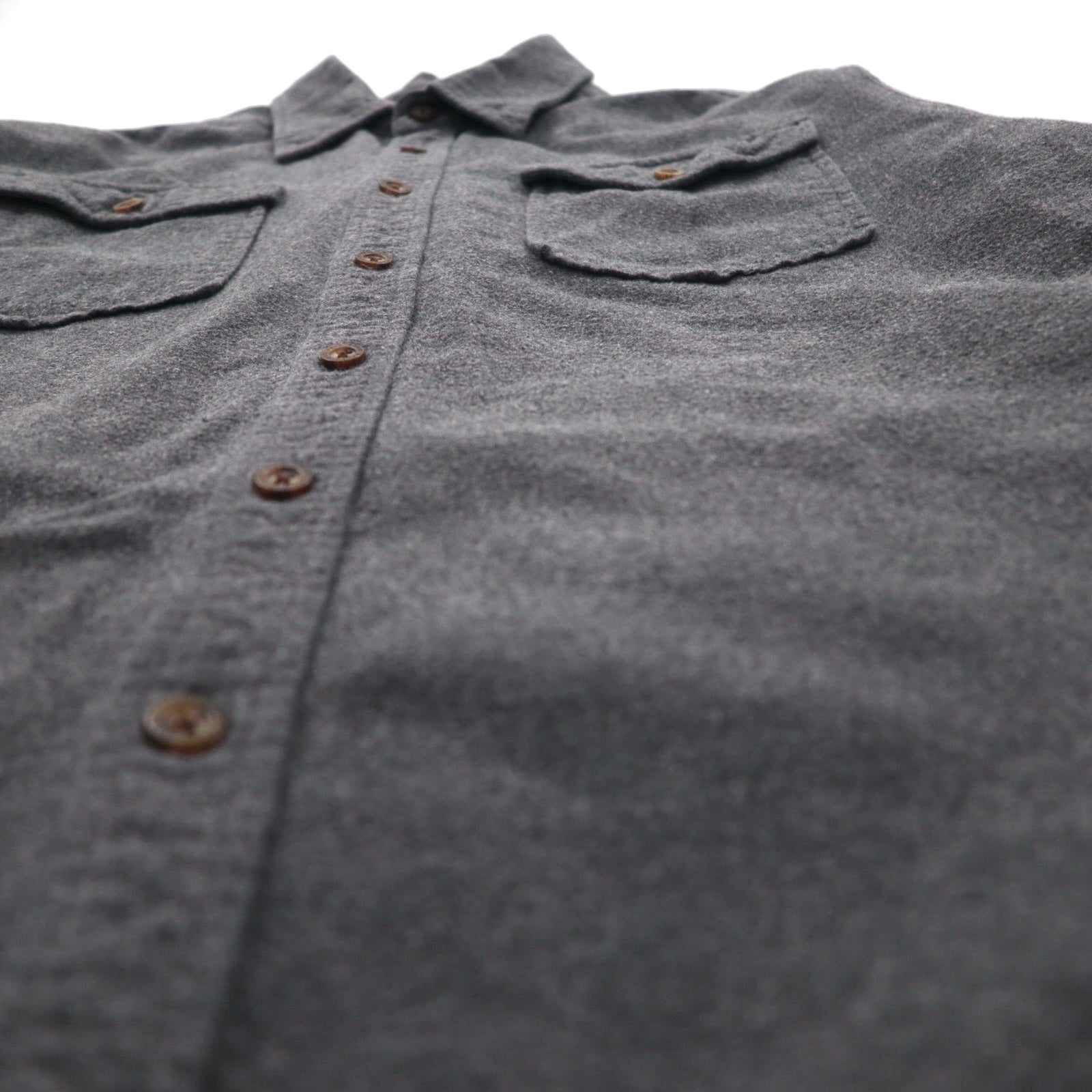 Camicia Eddie Bauer in flanella scamosciata, taglia L, grigia, cotone, doppie tasche