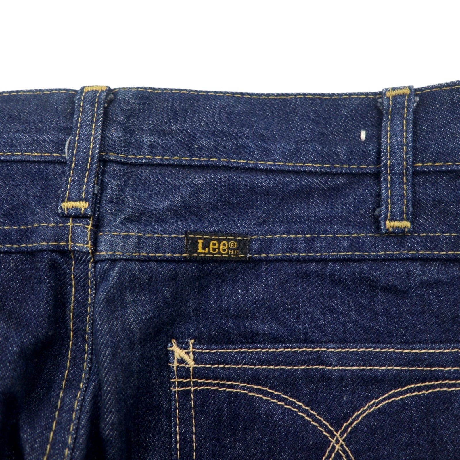 Lee anni '70 jeans a vita alta con piega centrale, taglia S, blu indaco, 42TALON, etichetta Union Ticket 303-1949