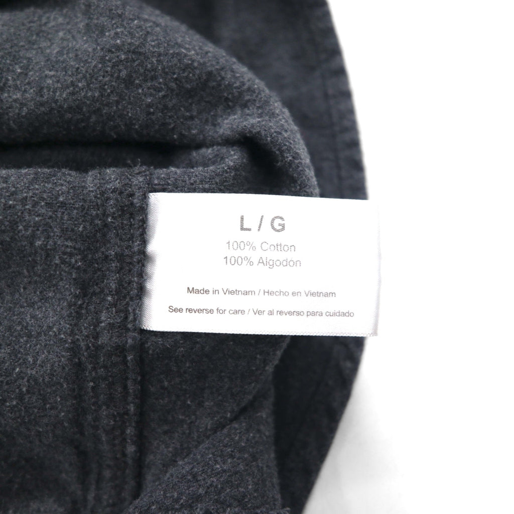 Camicia Eddie Bauer in flanella scamosciata, taglia L, grigia, cotone, doppie tasche