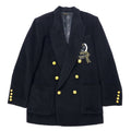 Giacca sartoriale doppiopetto in misto cashmere VALENZA PO SPORTS anni '80 taglia 40, colore nero, in lana, con bottoni dorati e logo a emblema, made in Japan.
