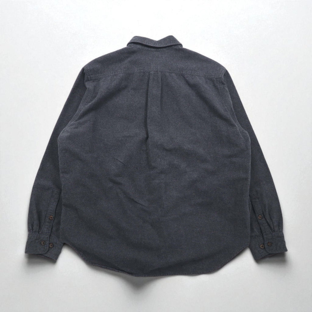 Camicia Eddie Bauer in flanella scamosciata, taglia L, grigia, cotone, doppie tasche