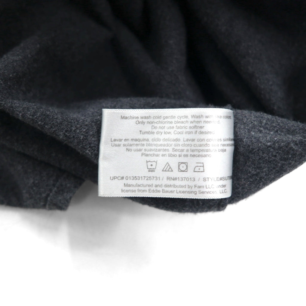 Camicia Eddie Bauer in flanella scamosciata, taglia L, grigia, cotone, doppie tasche
