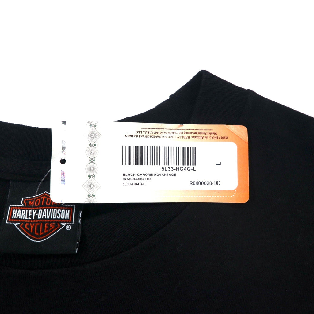 T-shirt HARLEY DAVIDSON con stampa logo, taglia L, colore nero, cotone, MACON GEORGIA, Made in Nicaragua, articolo nuovo.