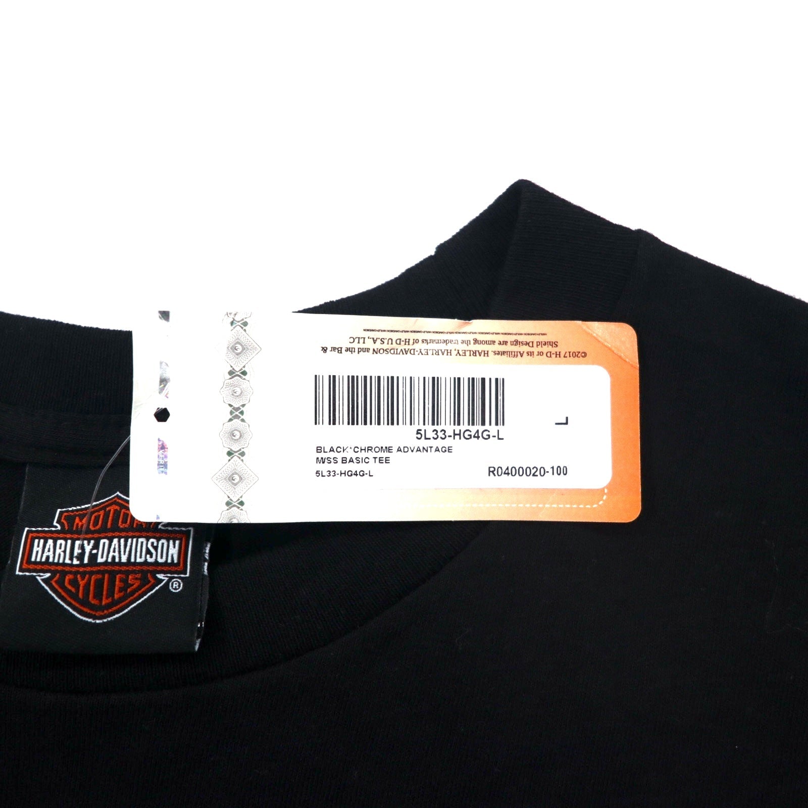 T-shirt HARLEY DAVIDSON con stampa logo, taglia L, colore nero, cotone, MACON GEORGIA, Made in Nicaragua, articolo nuovo.