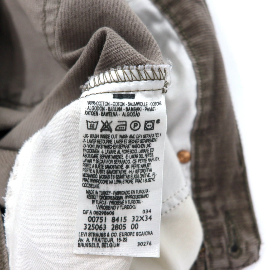 Levi's Euro Levis 751 Pantaloni in Velluto a Coste 32 Grigio Cotone Chiusura Lampo 751-8415 Made in Turchia