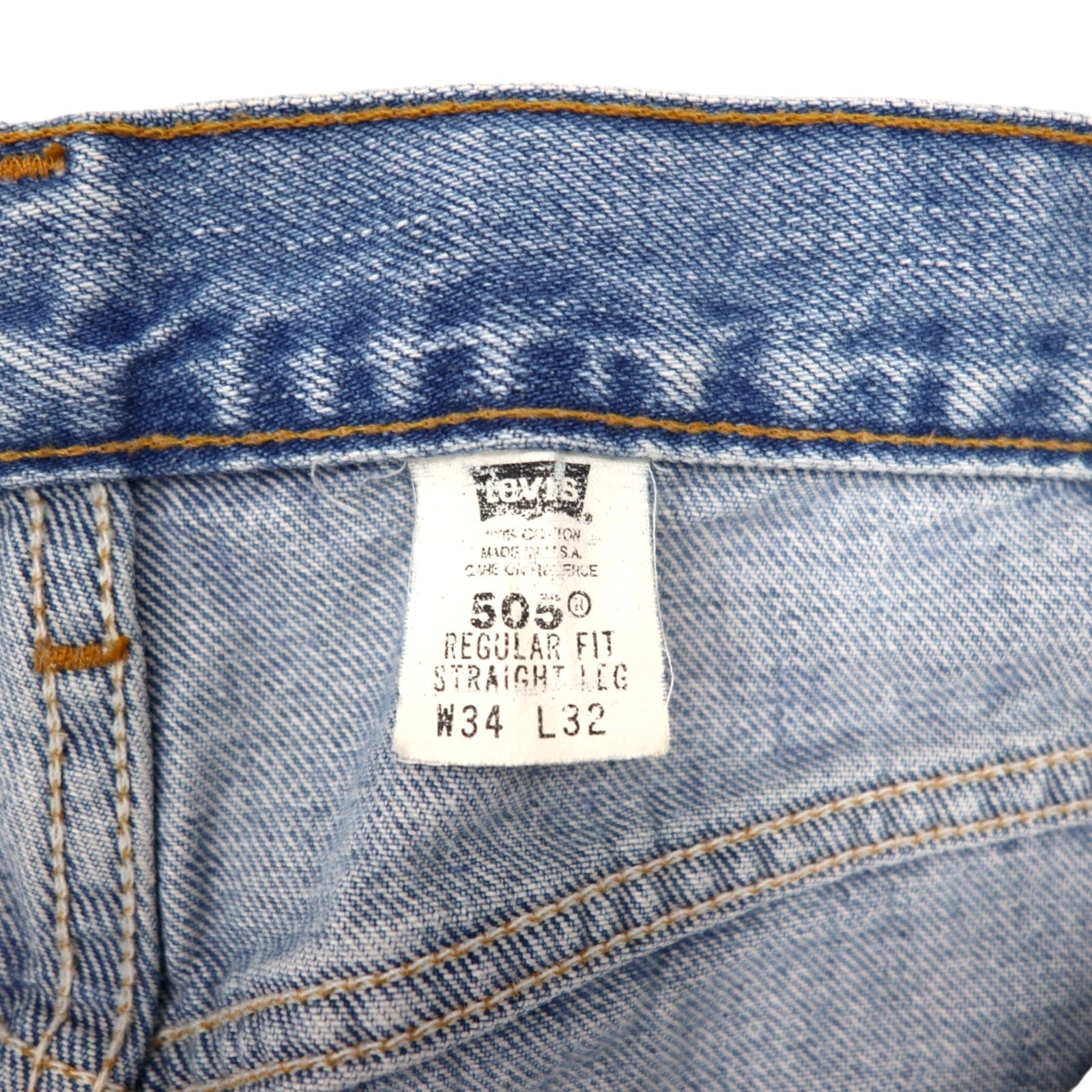 Levi's Made in USA anni '00 505 Jeans lavaggio ghiaccio 34 Blu Cotone Chiusura con cerniera REGULAR FIT GAMBA DRITTA 505-4834