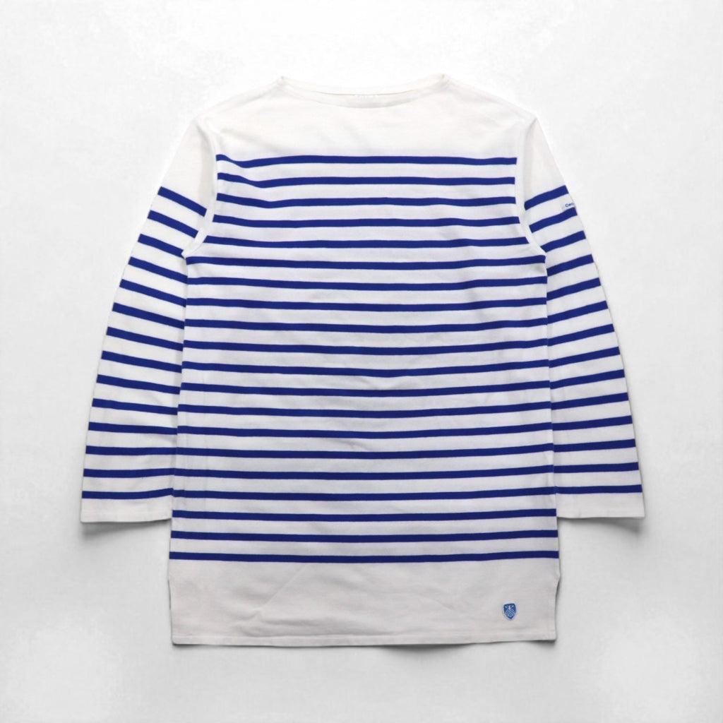 ORCIVAL ビッグ コットンロード フレンチバスクシャツ 2XL ホワイト ブルー ボートネック フランス製