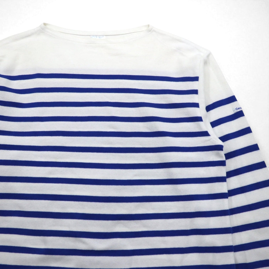 ORCIVAL ビッグ コットンロード フレンチバスクシャツ 2XL ホワイト ブルー ボートネック フランス製