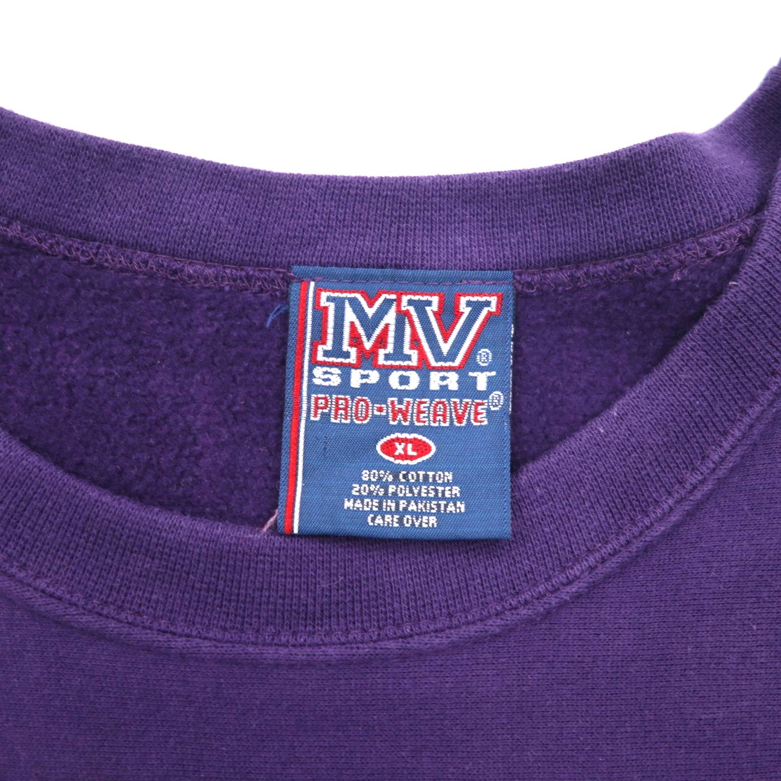 MV SPORT anni '90 Reverse Weave PRO-WEAVE Stampa College Felpa XL Viola Interno Felpato DOWNSTATE