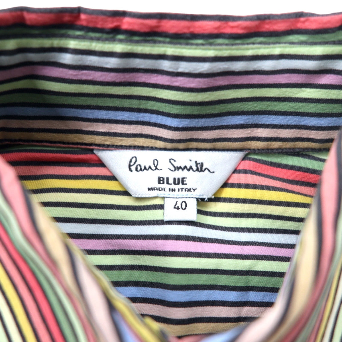Paul Smith BLUE Camicia Elegante Made in Italy 40 A Righe Multicolore Cotone