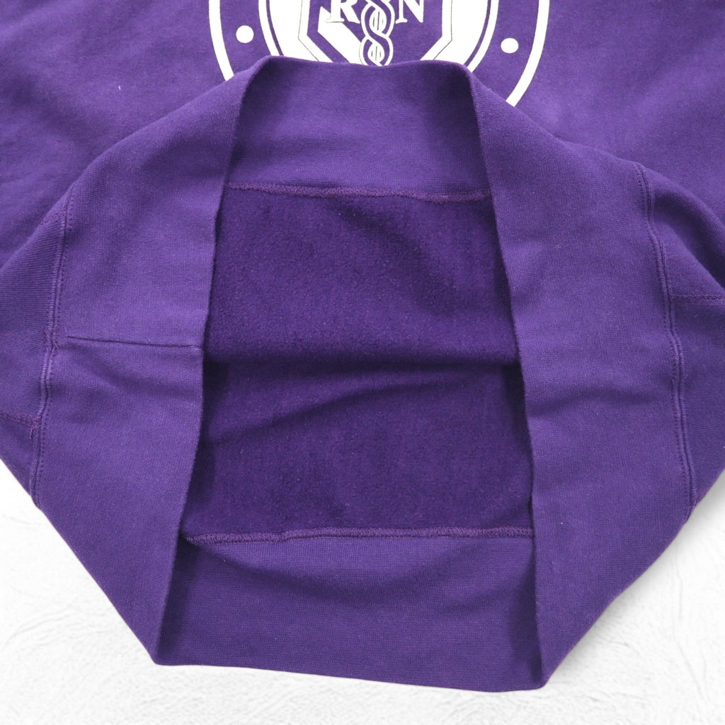 MV SPORT anni '90 Reverse Weave PRO-WEAVE Stampa College Felpa XL Viola Interno Felpato DOWNSTATE