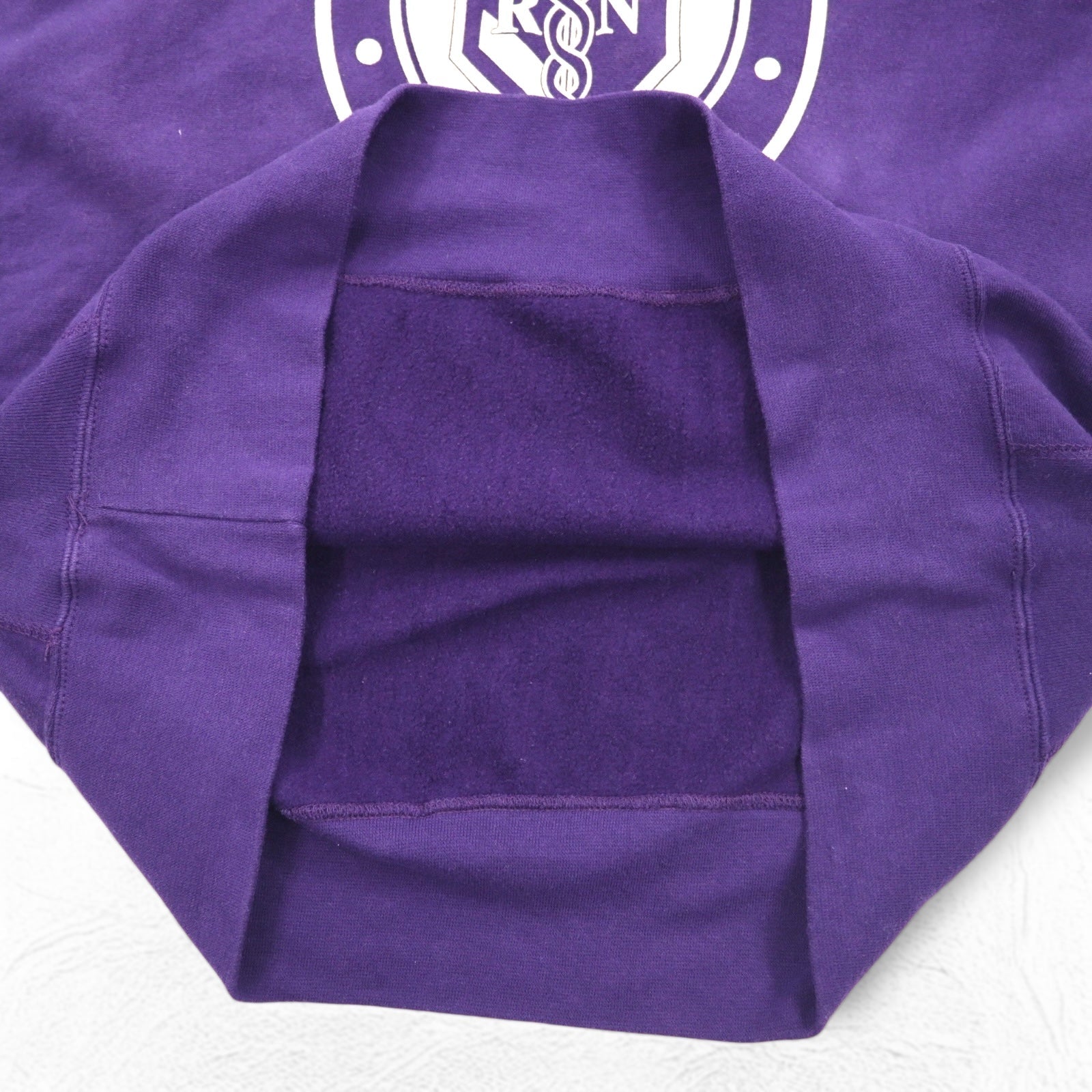 MV SPORT anni '90 Reverse Weave PRO-WEAVE Stampa College Felpa XL Viola Interno Felpato DOWNSTATE