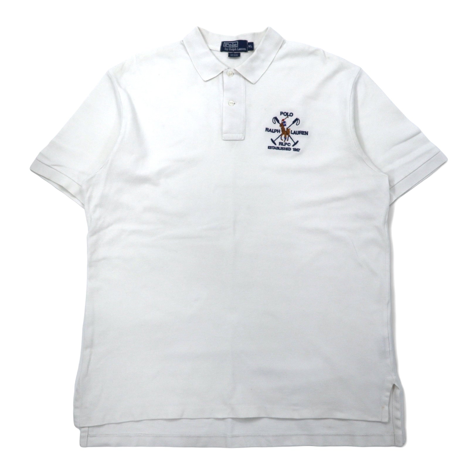 Polo by Ralph Lauren Polo anni '90 XL bianco cotone piquet ricamo pony Perù