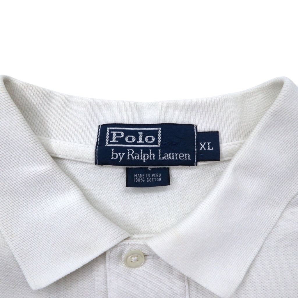 Polo by Ralph Lauren Polo anni '90 XL bianco cotone piquet ricamo pony Perù
