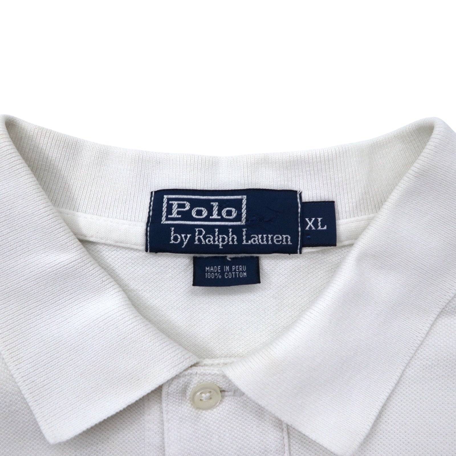 Polo by Ralph Lauren Polo anni '90 XL bianco cotone piquet ricamo pony Perù