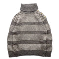 Maglione dolcevita a coste New Man PARIS anni '90, fabbricato in Francia, taglia L, bianco e grigio, in acrilico con bottoni sulle spalle.