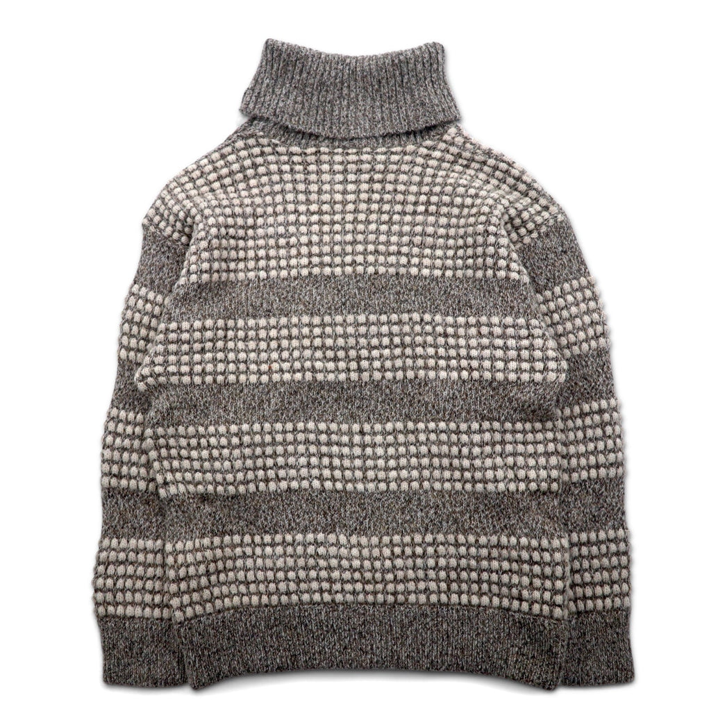 Maglione dolcevita a coste New Man PARIS anni '90, fabbricato in Francia, taglia L, bianco e grigio, in acrilico con bottoni sulle spalle.