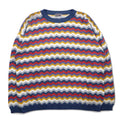 Maglione vintage anni '90 made in Italy modello retrò a zig zag MARTINI in cotone, taglia L, motivo a righe multicolore