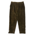 Pantaloni in velluto a coste affusolati L color kaki in cotone Charles Dubourg anni '80, produzione francese, con cerniera sull'orlo COSSERAT, profili in pelle, cerniera DMC