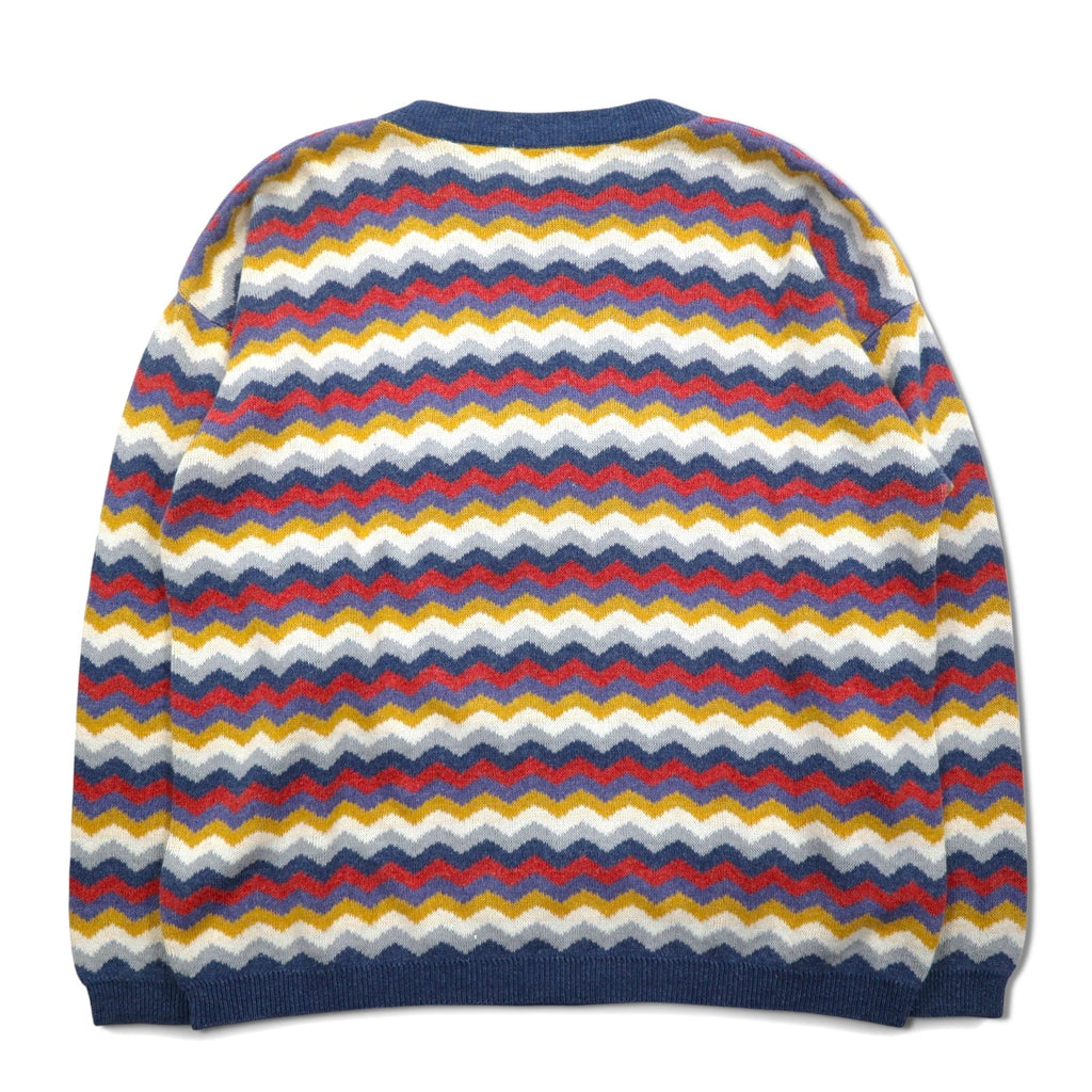 Maglione vintage anni '90 made in Italy modello retrò a zig zag MARTINI in cotone, taglia L, motivo a righe multicolore