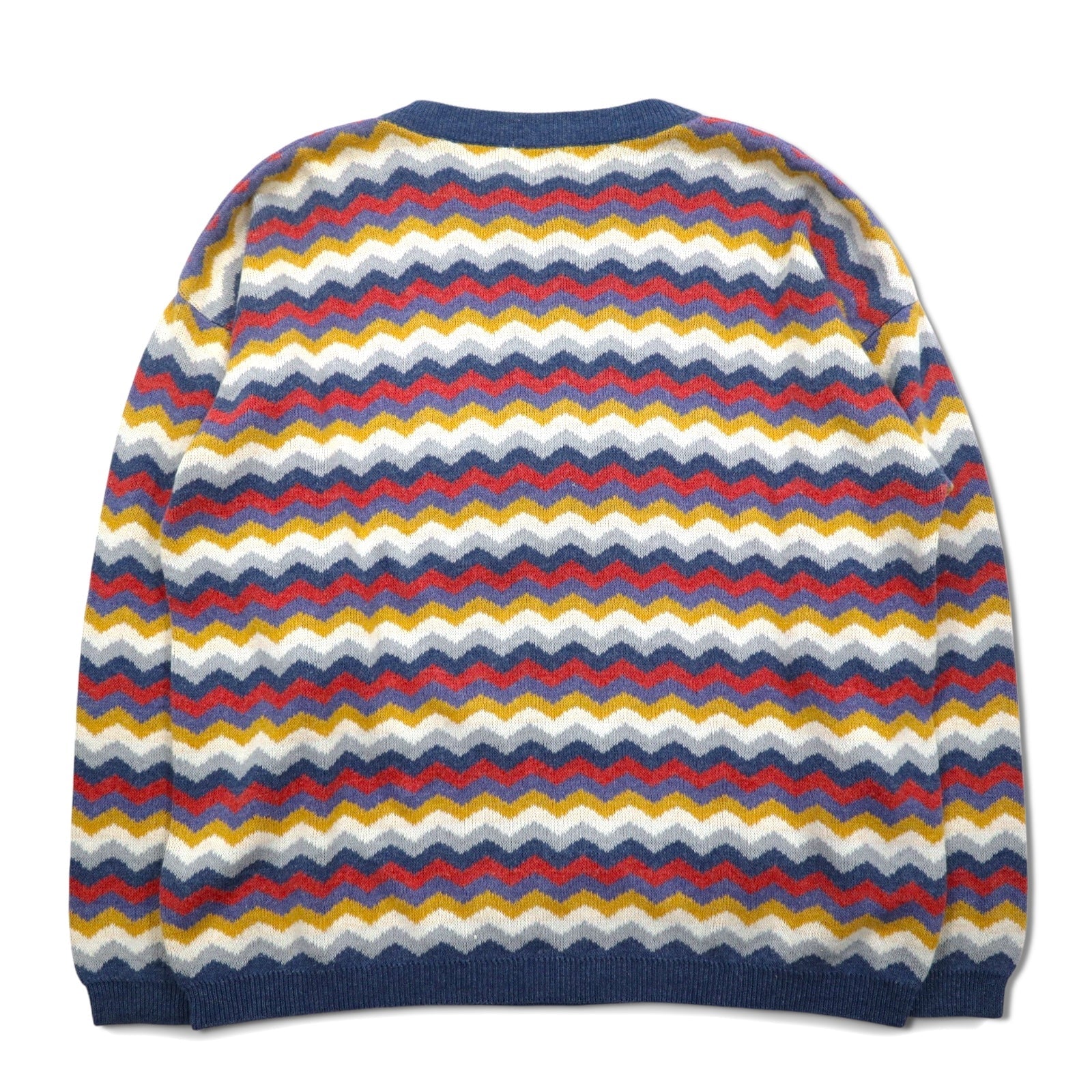 Maglione vintage anni '90 made in Italy modello retrò a zig zag MARTINI in cotone, taglia L, motivo a righe multicolore
